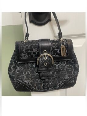 Coach Black Signature optic black mini SoHo top handle Buckle Satchel bag
